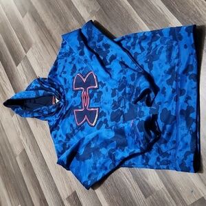 Under Armour Hoodie Size Small Blue Camo Print Blue/ Red UA logo Unisex